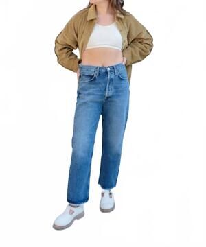 NEW AGOLDE 90'a crop loose straight jeans in oblique
